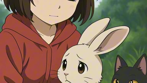 Kiki and Charly help a little rabbit