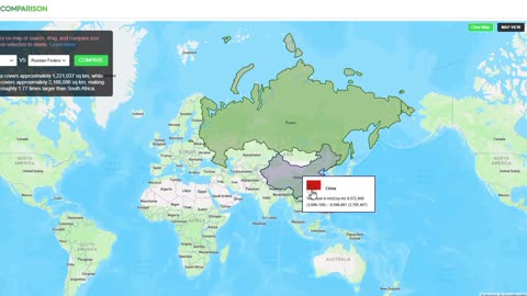 Compare the actual size of countries online