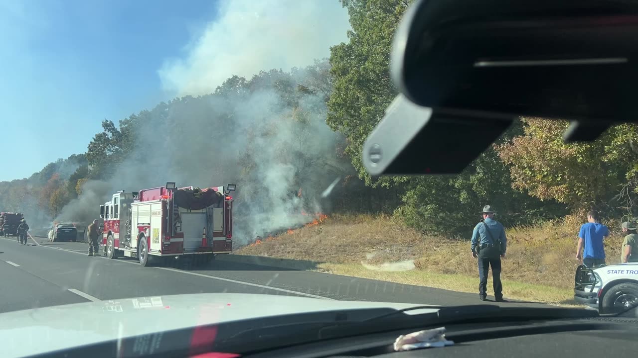 Car on fire in Arkansas!!!