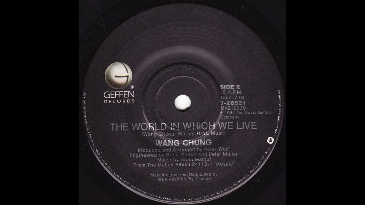 The World In Which WE LIVE - Wang Chung 1987 from vinyl LP