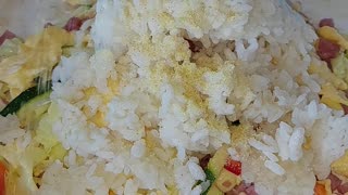Chili Bacon Veggies Fried Rice. 🔥🍚🥕🧅🍳#Three3Eggs #3eggs #Bacon #FriedRice #EggFriedRice