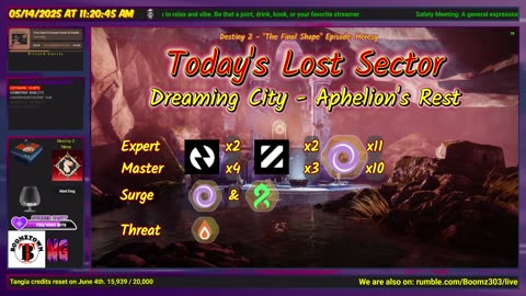 Destiny 2: 5-14-25 Aphelion's Rest is the Lost Sector. Void/Strand Surge.