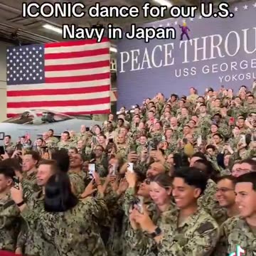 President Trump does his iconic dance for our U.S. Navy in Japan.