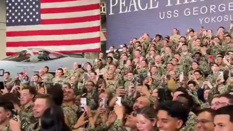 President Trump does his iconic dance for our U.S. Navy in Japan.
