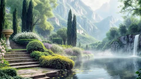 8-Hour Peaceful Garden Ambience: Relaxing Waterfall & Gentle Birdsong for Deep Sleep