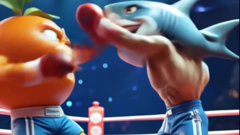 AI Fight: Muscular Orange vs Shark in the Ring | Funny Epic Short