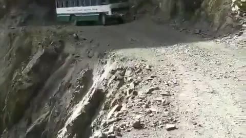 Bus driving in Himalayan mountains