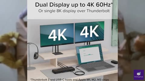 Plugable Thunderbolt 4 Dock with 100W Charging, Thunderbolt Certified, Laptop Do