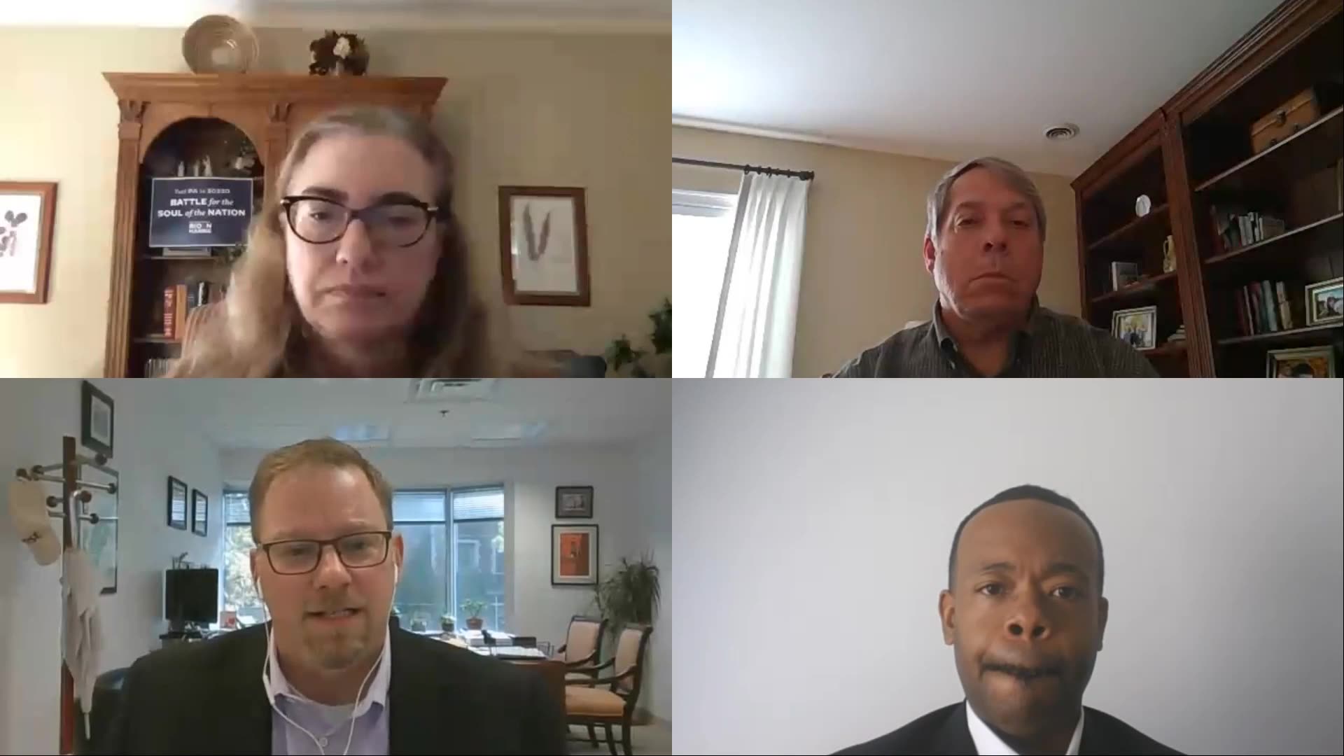 Dr. Justin Goldston discusses risk management with leaders at Bloomsburg University c. 2020