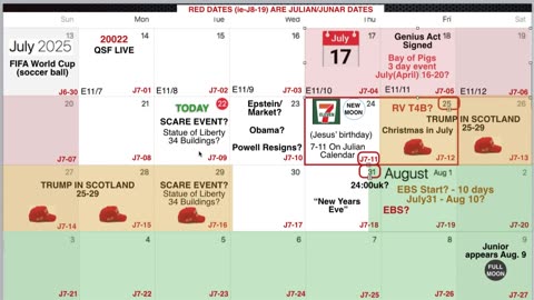 RV and EBS Calendar Update July 22, 2025
