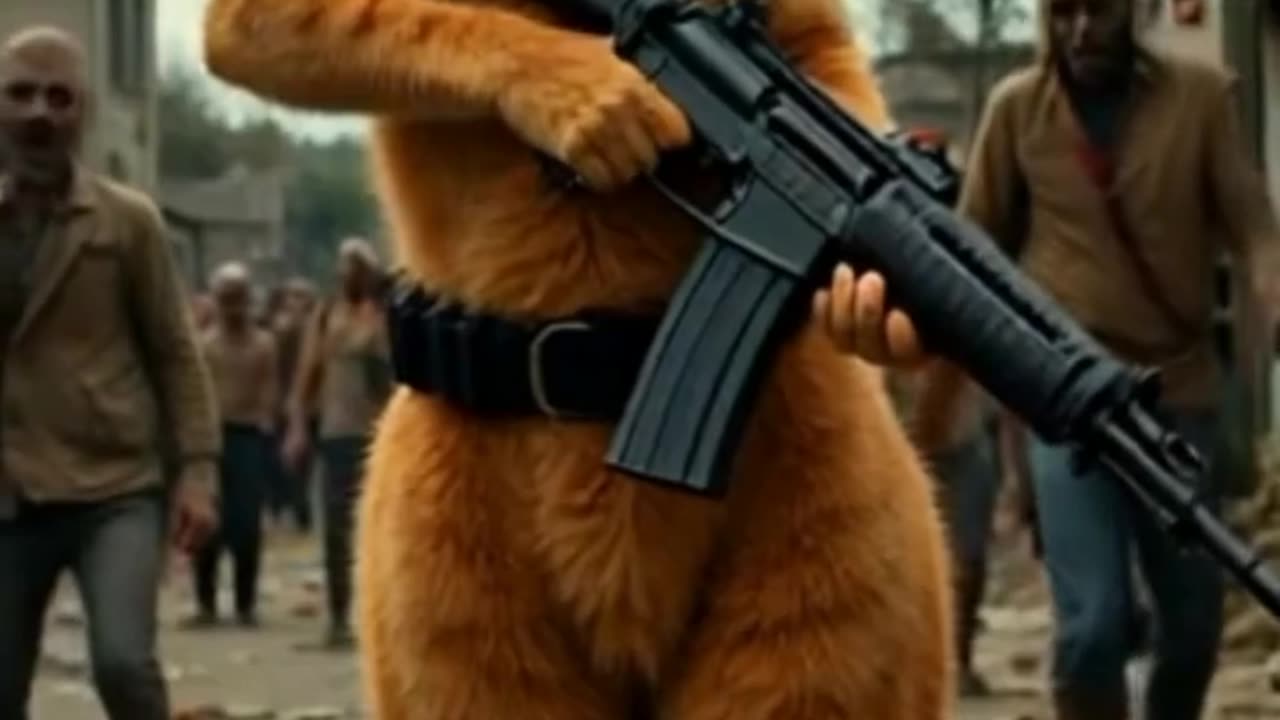 Orange cat vs zombie