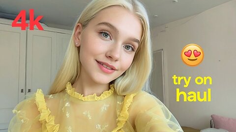4k yellow sheer top - transparent try on haul | see through transparent lingerie & bikini try on