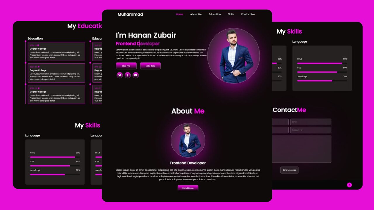 Responsive Portfolio Website Design Using HTML, CSS & JavaScript