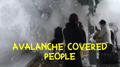 INCREDIBLE VIDEO: People Covered by Avalanche of Snow from Passing Train!