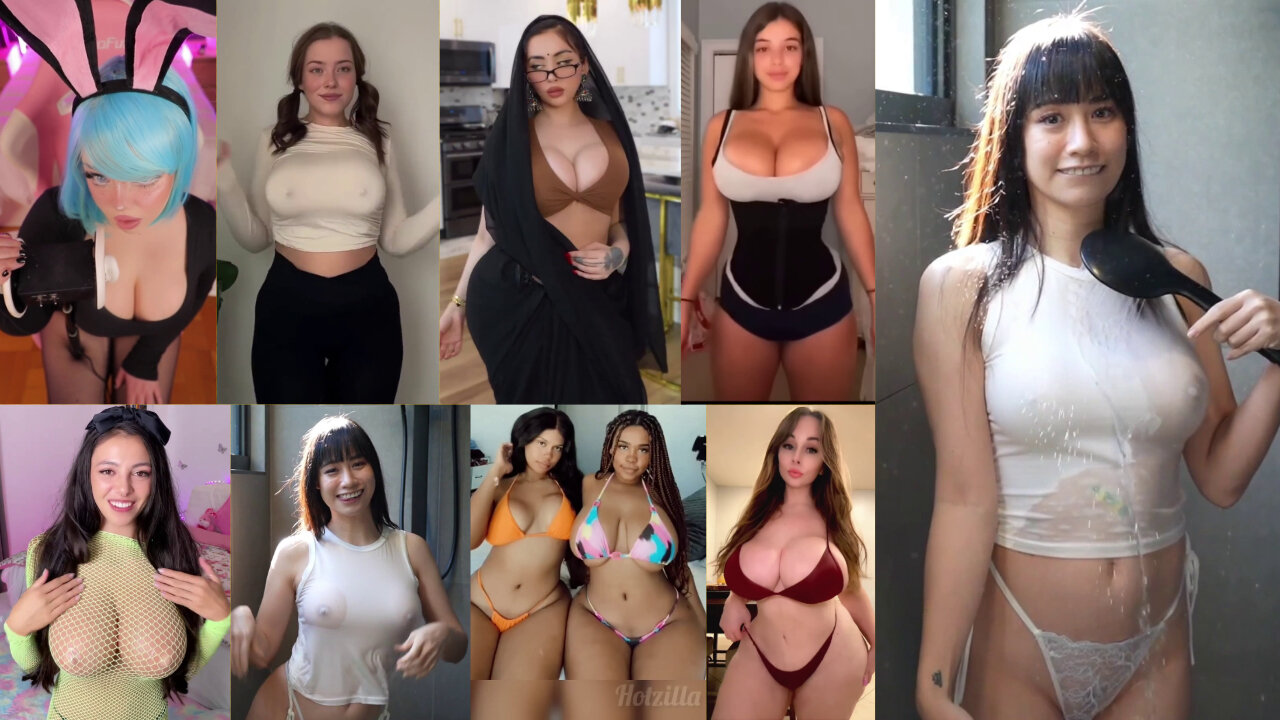 Huge Boobs / No Bra / Hard Nipples 47 - Big bank tiktok challenge ❤️‍ClipchampGirls 2025