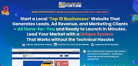 Local Spotlight Fortune Demo: DFY website system that lets you launch local “Top Business List” site