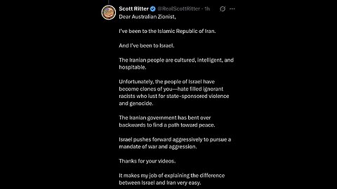 Scott Ritter goes to town on this Ozzies Zionist ass