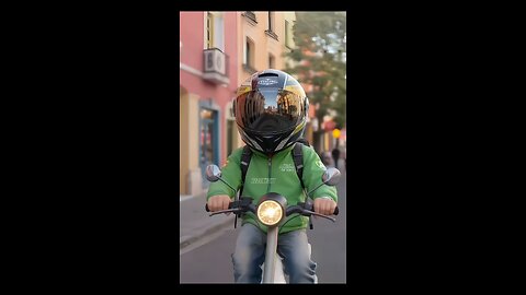 Ojol driver arrives with epic motorcycle style slowly