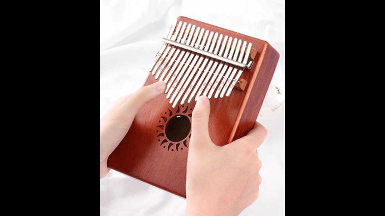 Portable 17 Keys Thumb Piano with Speaker Jack and Tune Hammer, Made of Solid Mahogany Wood