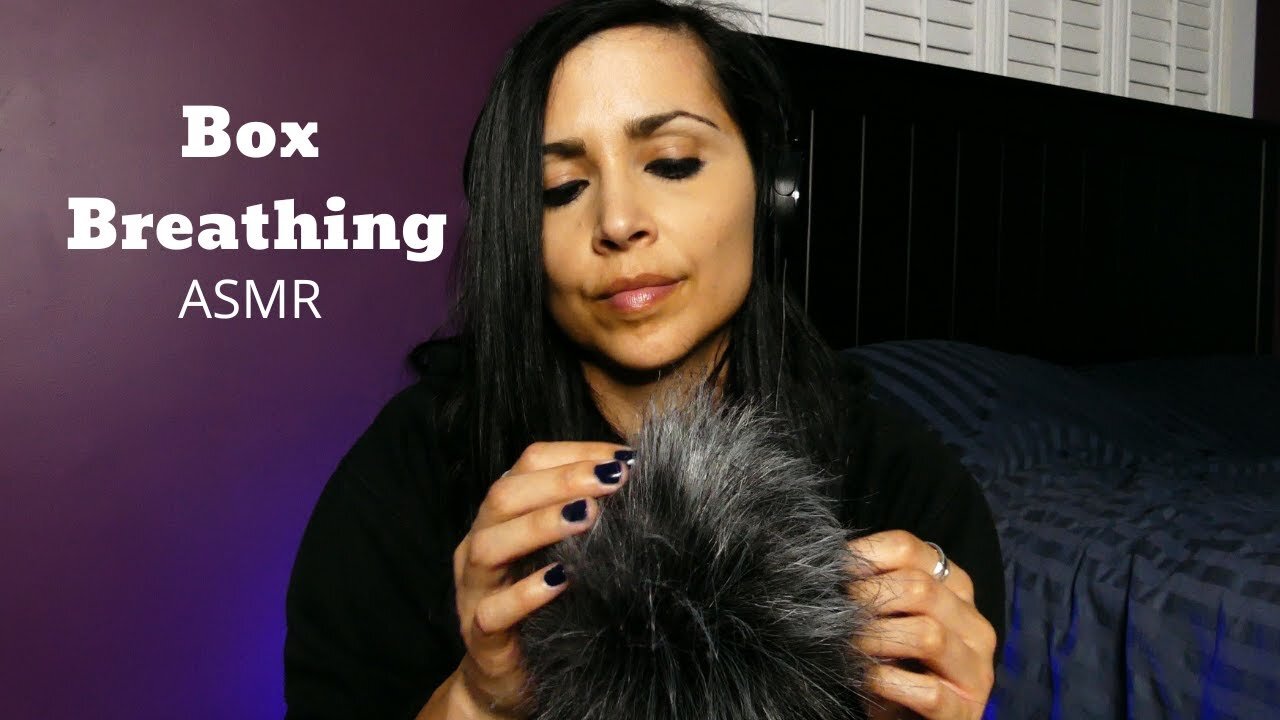 ASMR Guided Box Breathing for Insomnia & Anxiety (whispers, fluffy mic brushing)