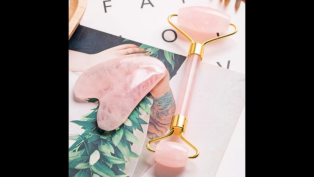 2-in-1 Jade Roller Gua Sha Set, De-Puff & Relieves Stress, for Face, Eye, Arm, Leg