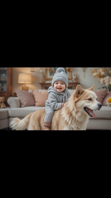 Baby's Epic Ride on a Happy Dog! 🐶👶🎉