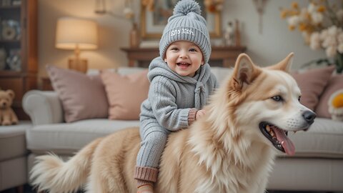 Baby's Epic Ride on a Happy Dog! 🐶👶🎉