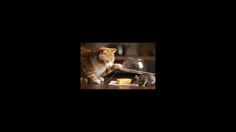 The cat sets a trap and waits in silence