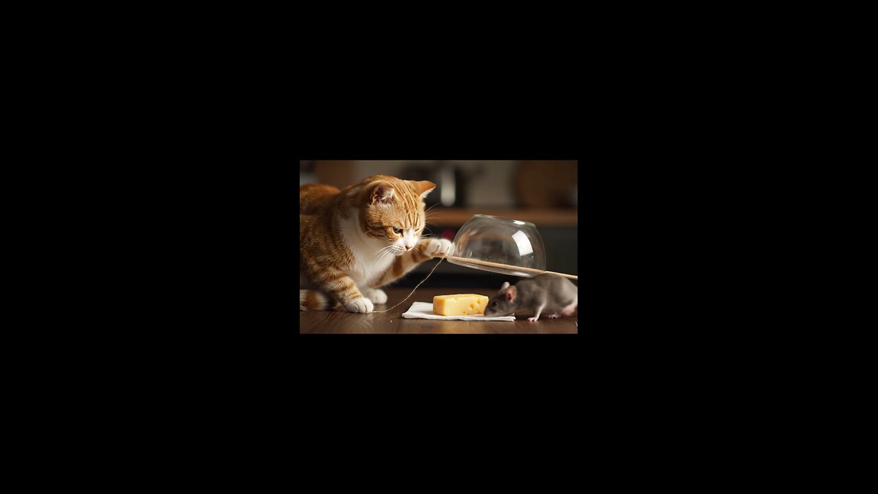 The cat sets a trap and waits in silence