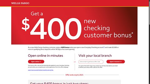 Get $400 FREE from Wells Fargo!
