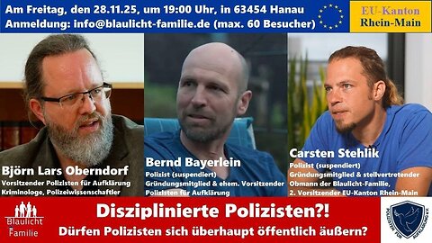 📽 Blaulicht-Veranstaltung: "Disziplinierte Polizisten?" Hanau / Livestream mit dauerwelledemoreport