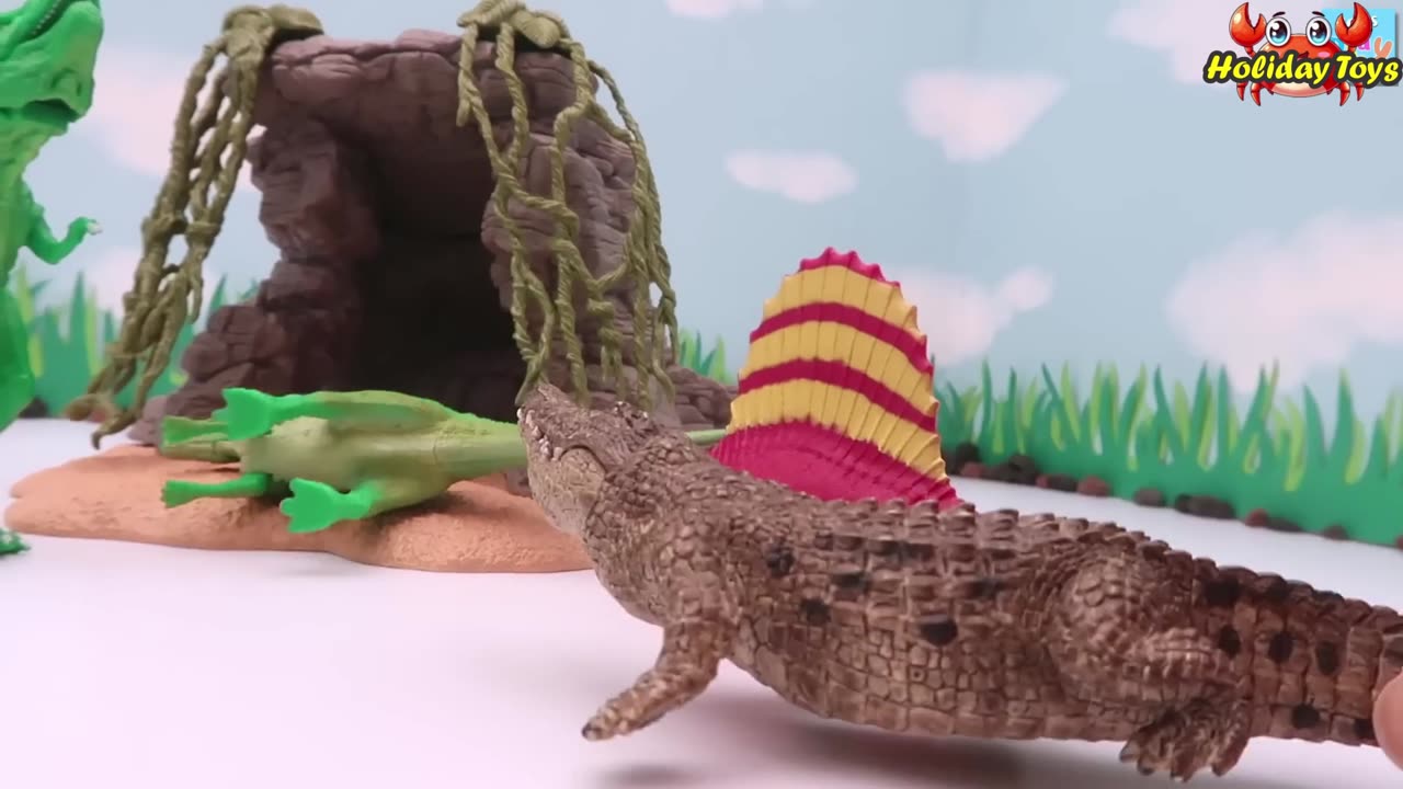 Three Crocodiles Tied with Rope so they do not Eat Fish