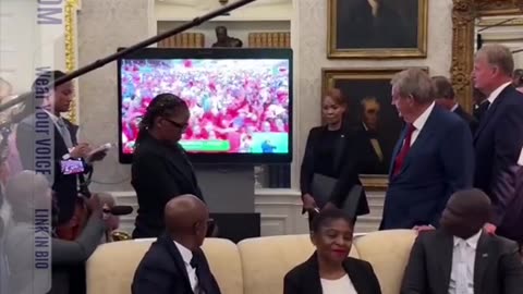 South African Cabinet looks away in shame at the WH as TRUMP plays their call to kill whites