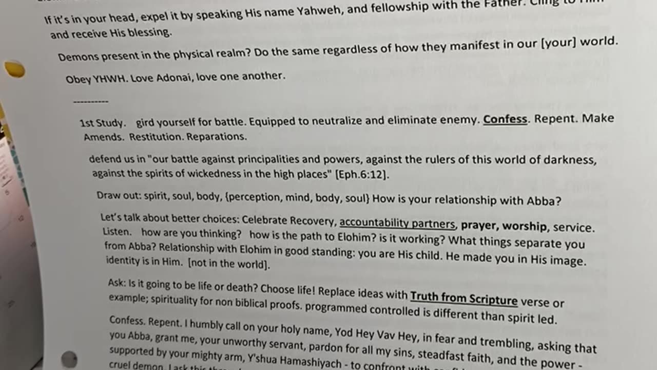 Deliverance, exorcism, evaluate life choices, Then Repent