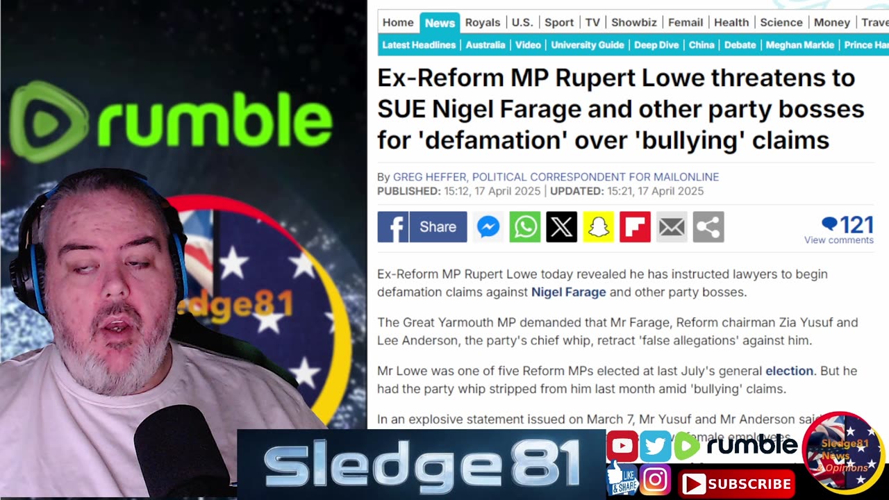 Ex Reform MP Rupert Low threatens to Sue Nigel Farage and reform members
