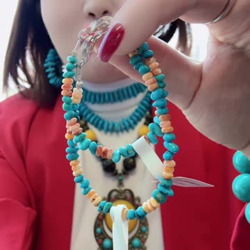 250616-15 Sleeping Beauty Turquoise & Orange Spiny Oyster Parent-Child Bracelet