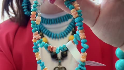 250616-15 Sleeping Beauty Turquoise & Orange Spiny Oyster Parent-Child Bracelet