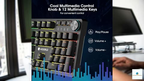 KOORUI Wired Gaming Keyboards with Brown Switch,Hot-Swap Mechanical Keyboard with Volume K