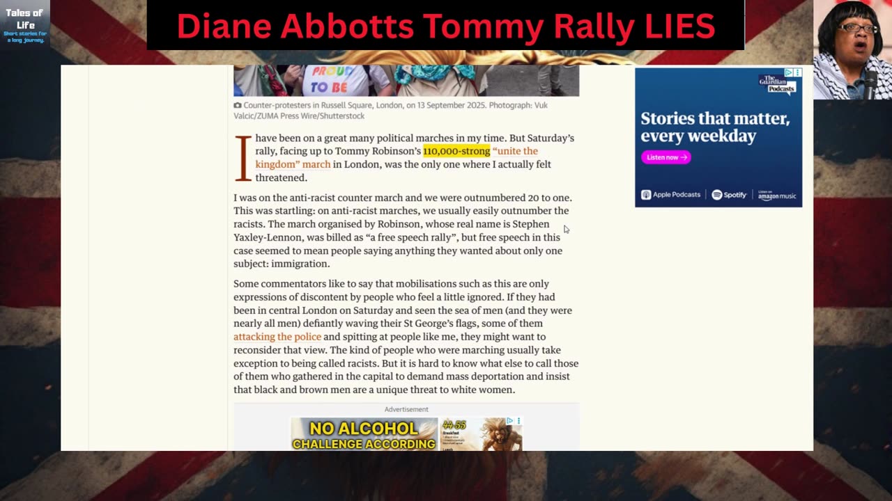 Diane Abbotts Tommy Robinsons Rally LIES