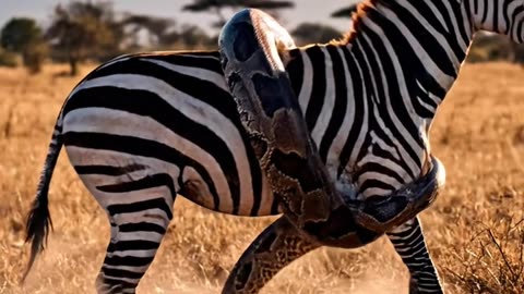 Snake strangles zebra.