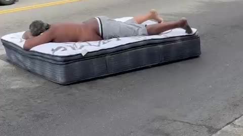 Mattress Mayhem: This Homeless Man's Bed is in the Middle of the Street!