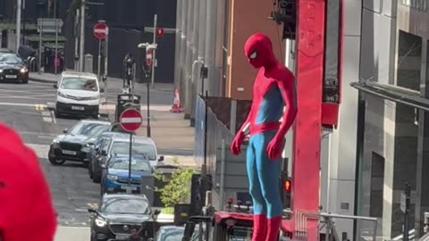Kiddo Watching Spiderman on Set in Glasgow