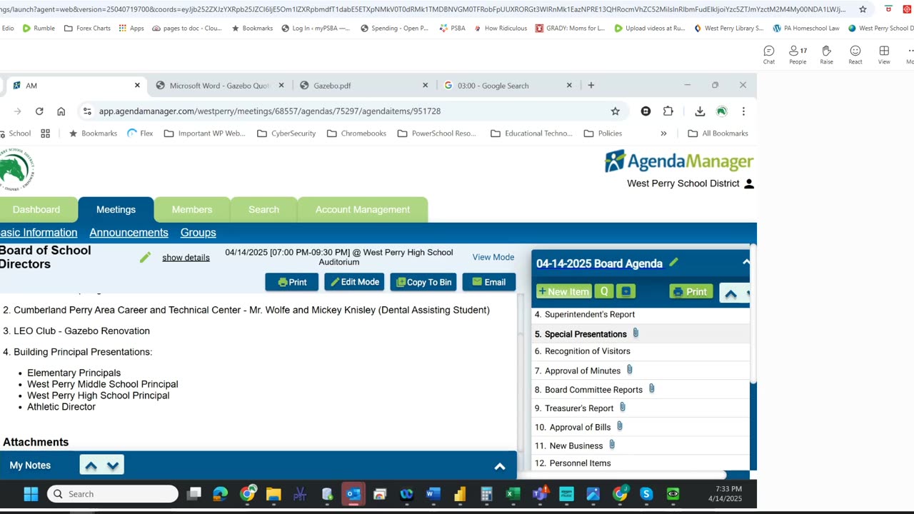 4-14-25 West Perry SB Meeting