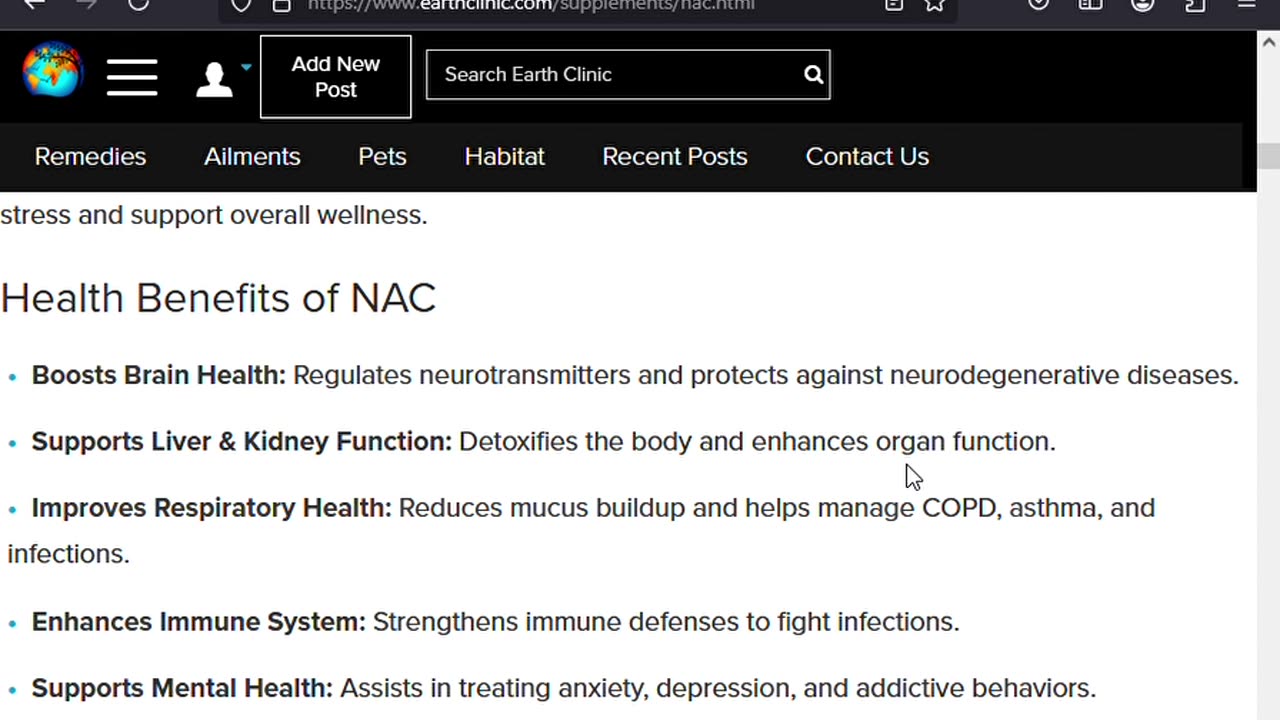 N-Acetyl Cysteine (NAC) for Lung, Liver, and Kidney Issues