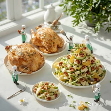 Mayo-Roasted Chicken with Waldorf Salad & Tarragon – Creamy, Herby & Crisply Refreshing