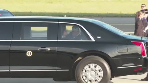 Trump arrives for NATO summit in the Netherlands.