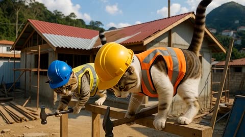 Funny Cats at Work 😂🐱 | This Went Totally Wrong!” “Cats Trying to Work on a Construction