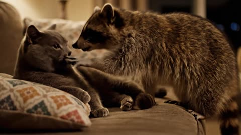 😂 AI Raccoon Annoys Cat | Funniest Duo Ever! 🦝🐱