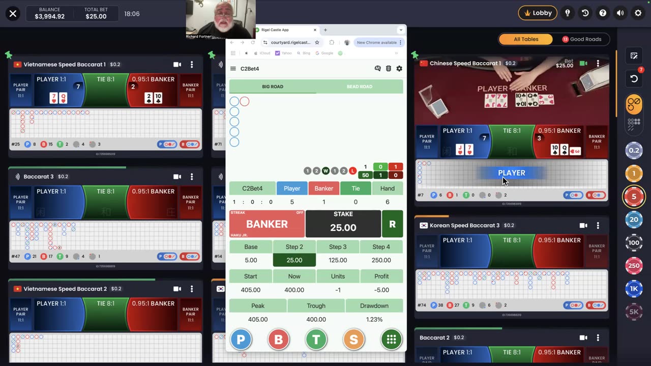 Win at baccarat with the Rigel Castle App with Multiplay Haku Jr "Hit & Run" short video.