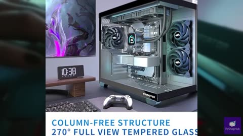 MUSETEX ATX PC Case, 3 x 120mm Fans Pre-Installed, 360MM RAD Support, 270° Full